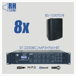 Nagłośnienie naścienne RH SOUND ST-2250BC/MP3+FM+BT + 8x BS-1050TS/B